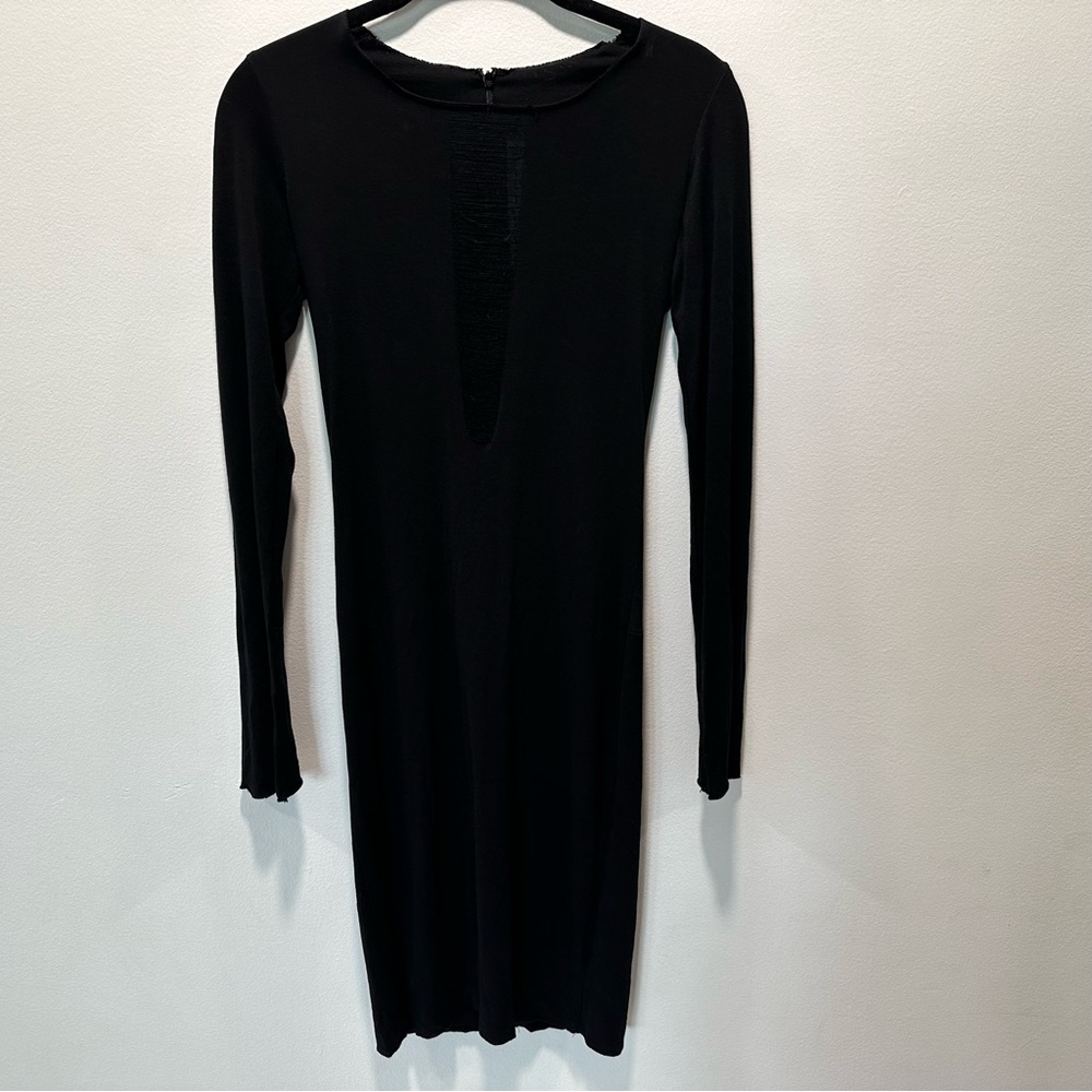 Raquel Allegra Shredded Chest Handmade Raw Hem Long Sleeve Dress Womens Size S